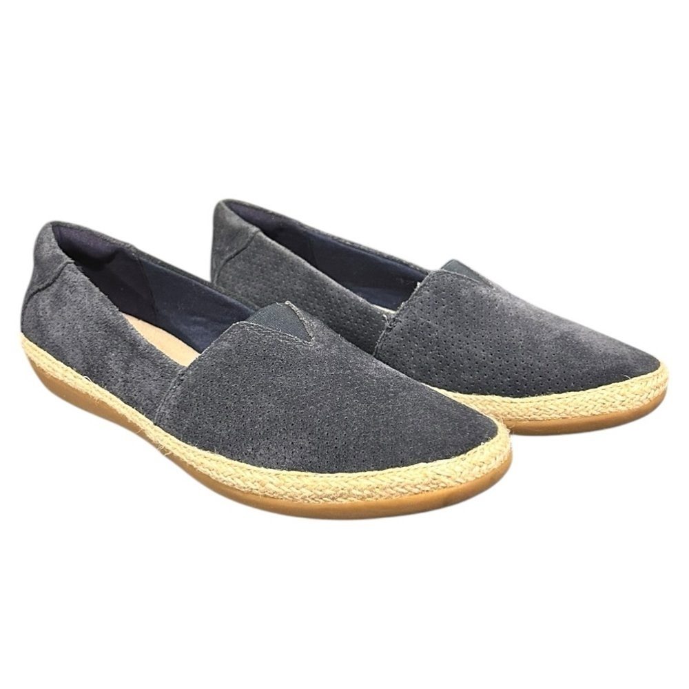 Clarks Danelly Sky Loafers Slip On Comfort Flats Navy Blue Suede Size 7 NWT